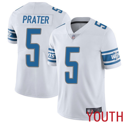 Detroit Lions Limited White Youth Matt Prater Road Jersey NFL Football #5 Vapor Untouchable->youth nfl jersey->Youth Jersey